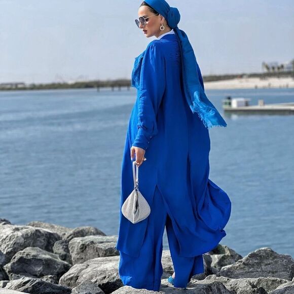 H&M Ramadan Modest Shirt Dress New Jacquard Weave - Picture 3 of 7